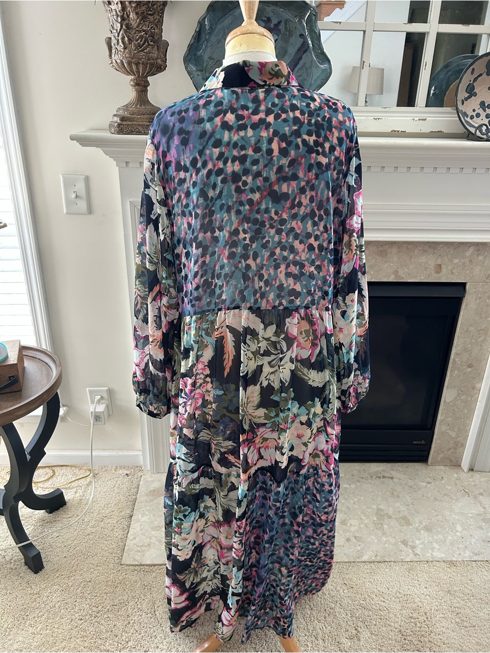 Soft Surroundings Multicolor Floral & Zebra Print Button-Front Maxi Dress - Picture 6 of 9